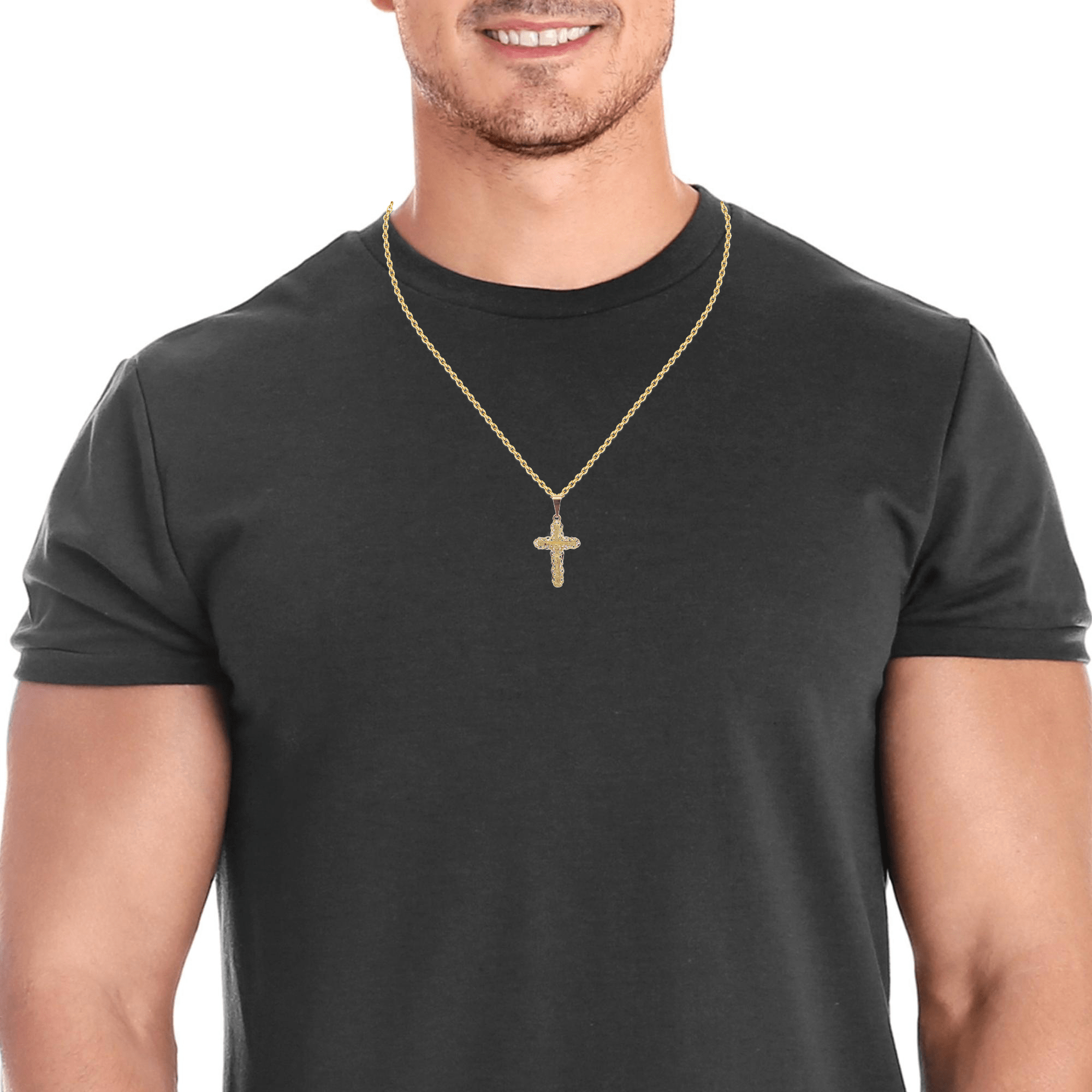 Baikalla Jewelry 14K Pure Yellow Gold Pendant Pendant Only 14k Yellow Gold Cross Pendant Necklace