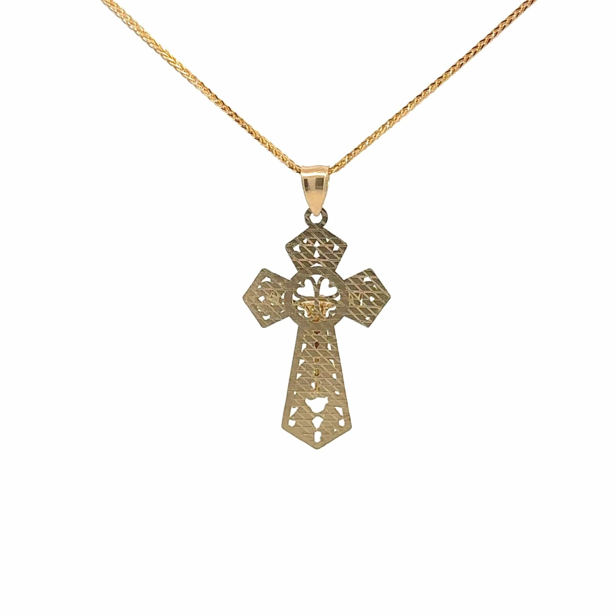 Baikalla Jewelry 14K Pure Yellow Gold Pendant 14k Yellow Gold Diamond Cut Cross Pendant Necklace