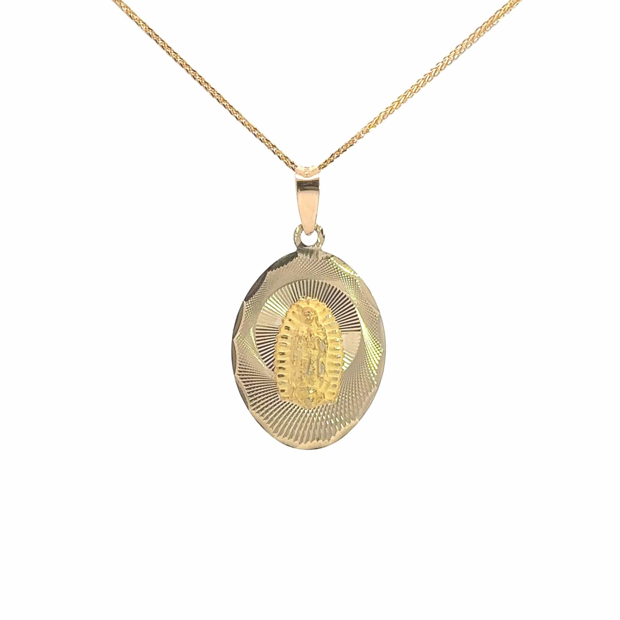 Baikalla Jewelry 14K Yellow Gold Pendant Baikalla 14k Yellow Gold Diamond Cut Lady Of Guadalupe Pendant Necklace