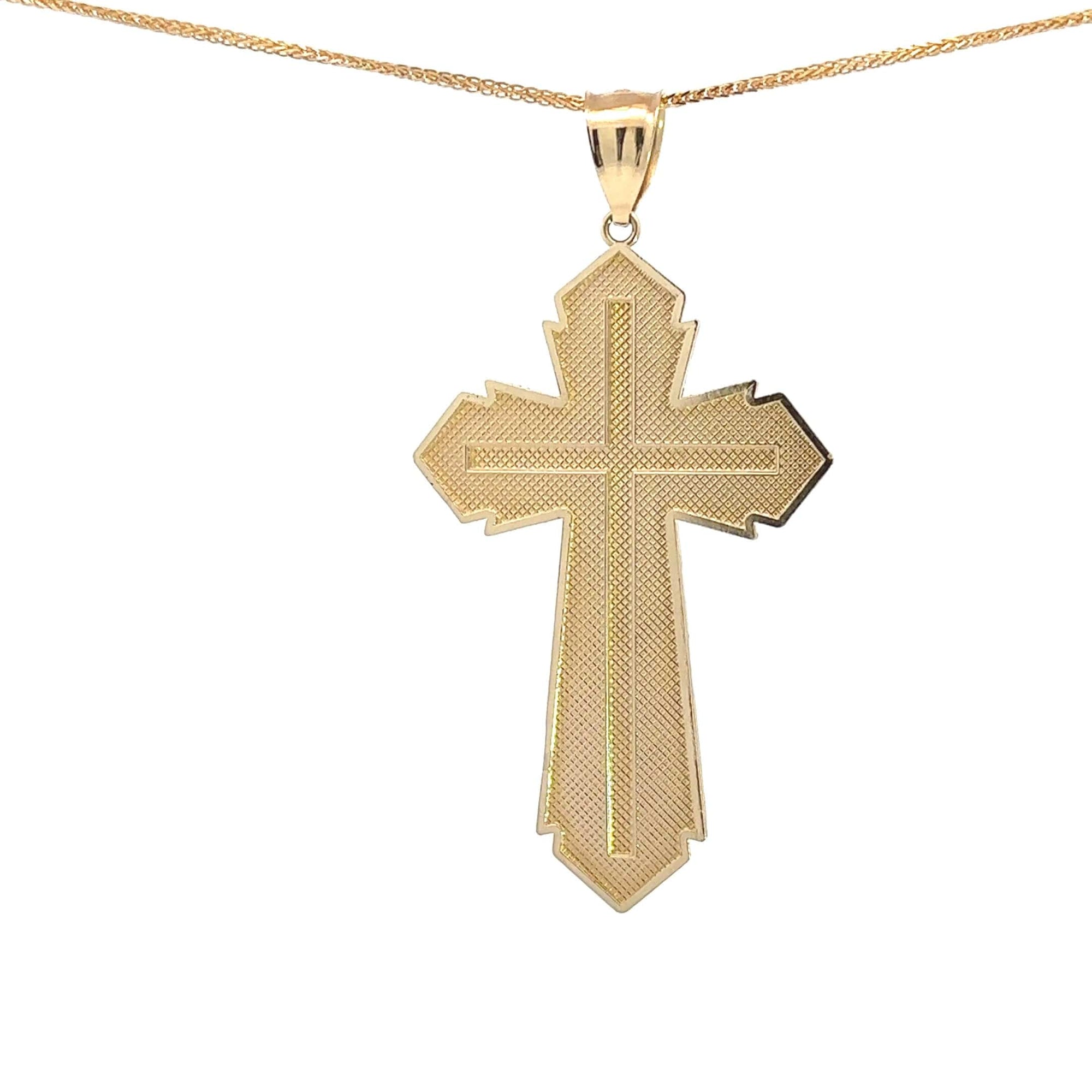 Baikalla Jewelry 14K Pure Yellow Gold Pendant 14k Yellow Gold Diamond Cut Cross Pendant Necklace