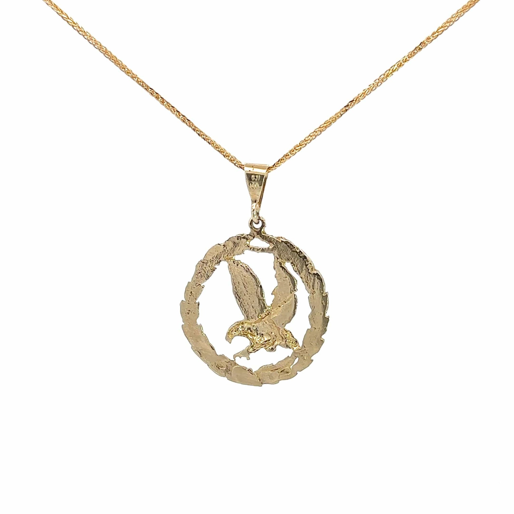 Baikalla Jewelry 14K Yellow Gold Pendant Baikalla 14k Yellow Gold Eagle in Wreath Pendant Necklace