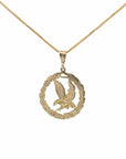 Baikalla Jewelry 14K Yellow Gold Pendant Baikalla 14k Yellow Gold Eagle in Wreath Pendant Necklace