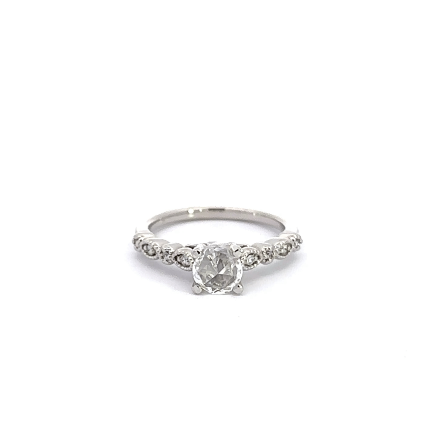 Baikalla Jewelry Diamond Ring Baikalla 14k White Gold Rose Cut Diamond Engagement Ring