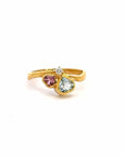 Baikalla Jewelry 18K Gold Tourmaline Ring 18k Yellow Gold Natural Tourmaline Diamond Ring