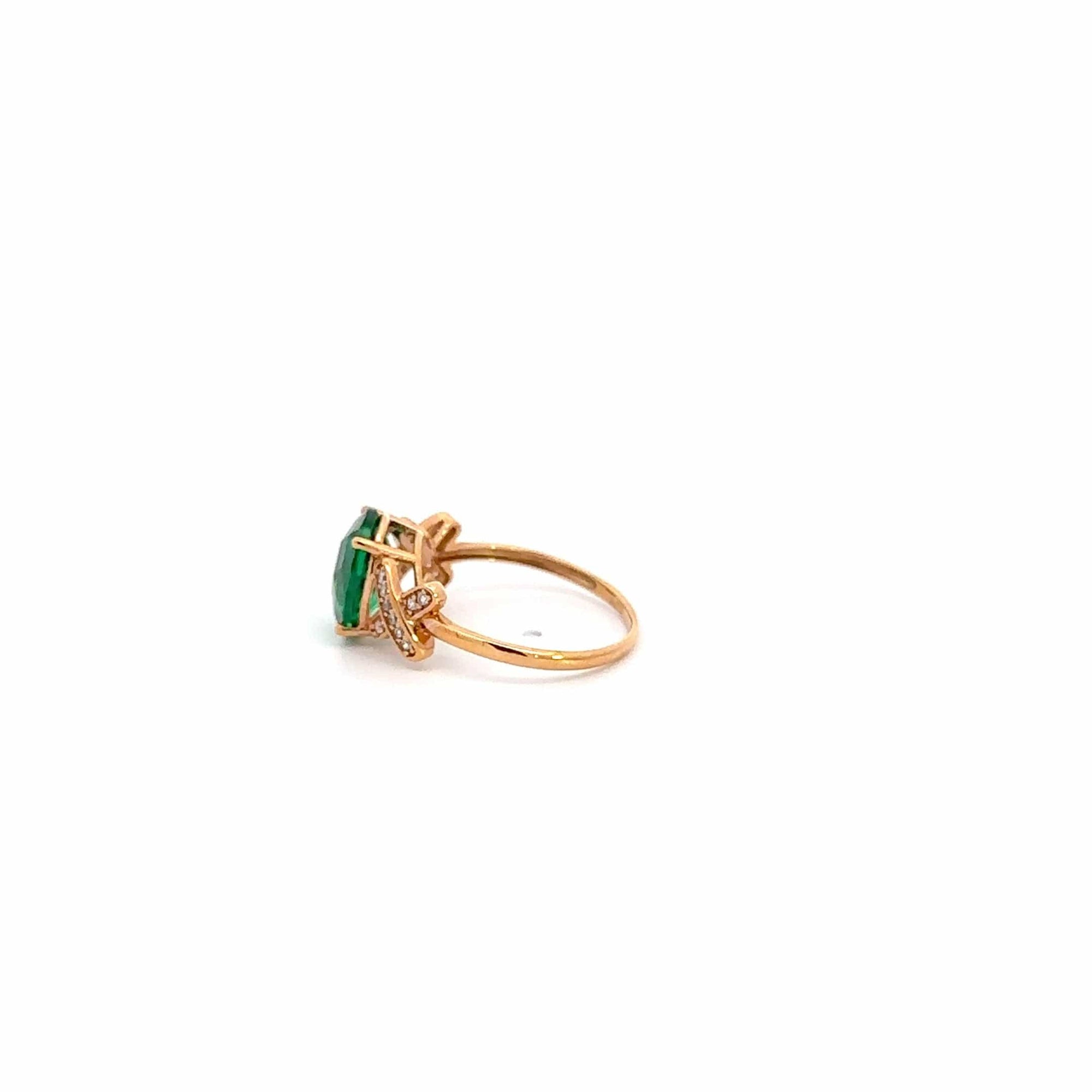 Baikalla Jewelry Gold Sapphire Ring 18k Rose Gold Lab-Created Emerald Ring With CZ