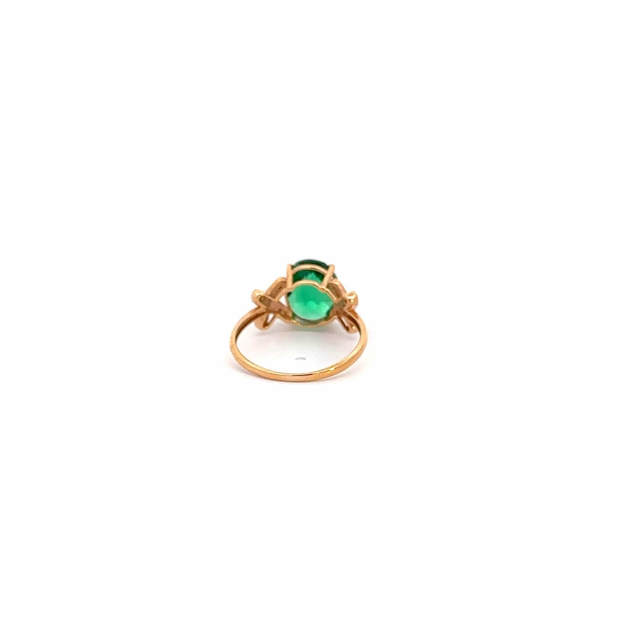 Baikalla Jewelry Gold Sapphire Ring 18k Rose Gold Lab-Created Emerald Ring With CZ