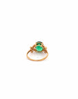 Baikalla Jewelry Gold Sapphire Ring 18k Rose Gold Lab-Created Emerald Ring With CZ