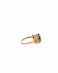 Baikalla Jewelry Gold Sapphire Ring 18k Rose Gold Lab-Created Emerald Ring With CZ