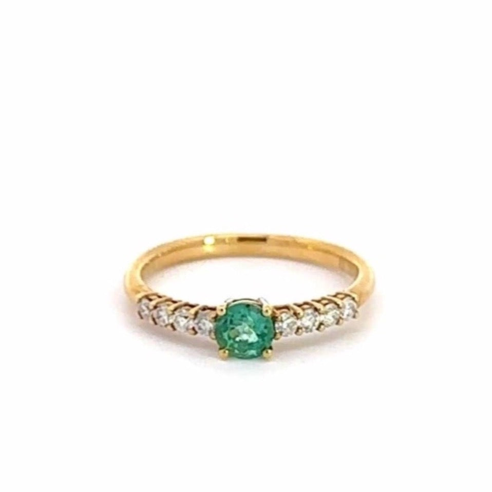 Baikalla Jewelry Gold Emerald Ring 18k Yellow Gold Natural Emerald Ring