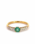 Baikalla Jewelry Gold Emerald Ring 18k Yellow Gold Natural Emerald Ring