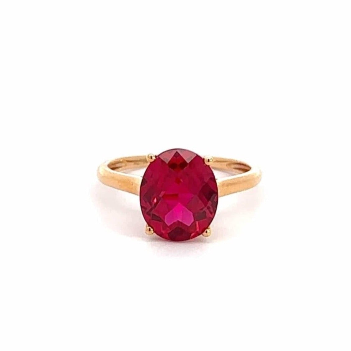 Baikalla Jewelry Gold Sapphire Ring 18k Gold Lab-Created Ruby Ring With CZ