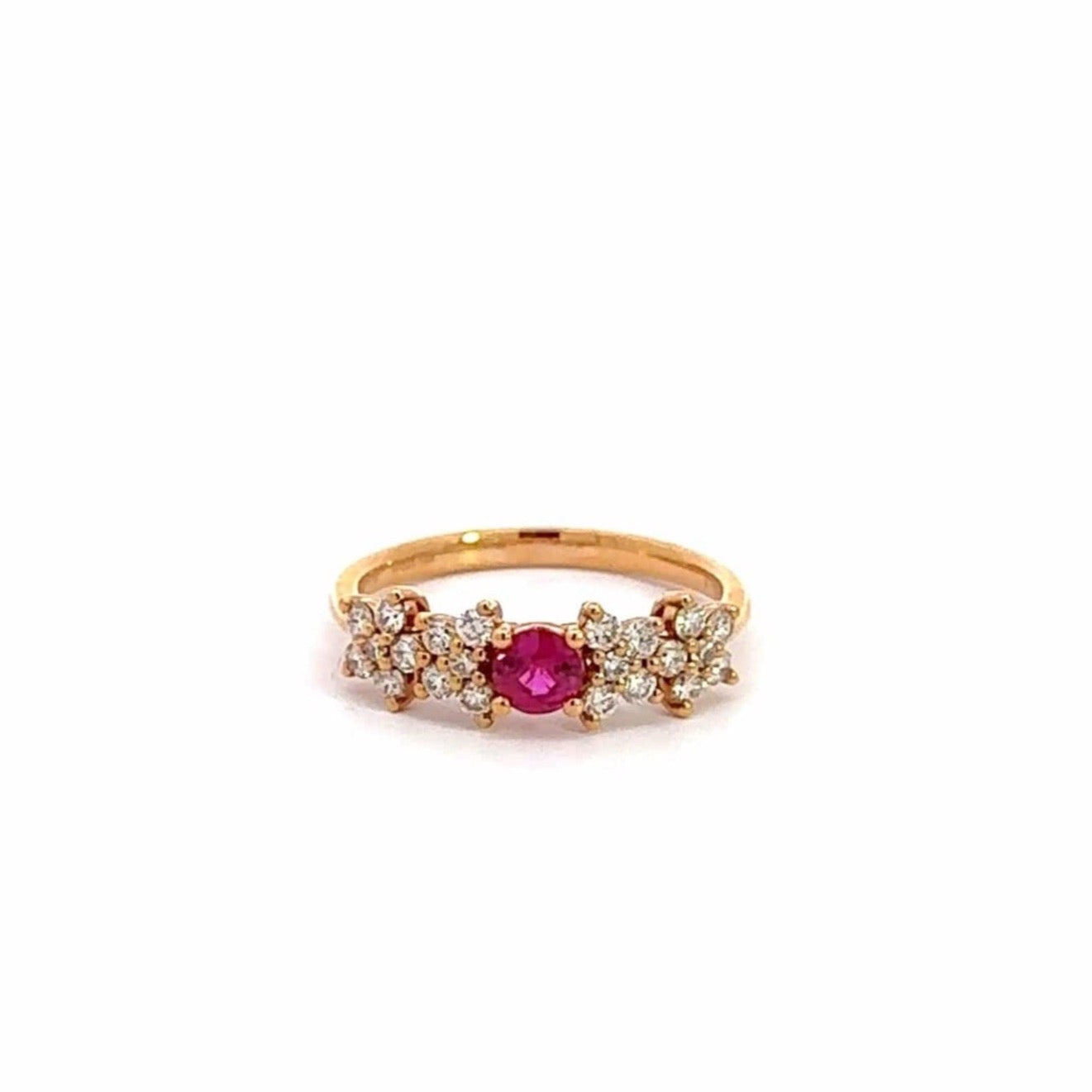 Baikalla Jewelry Gold Emerald Ring 18k Gold Heat Treated Ruby Ring