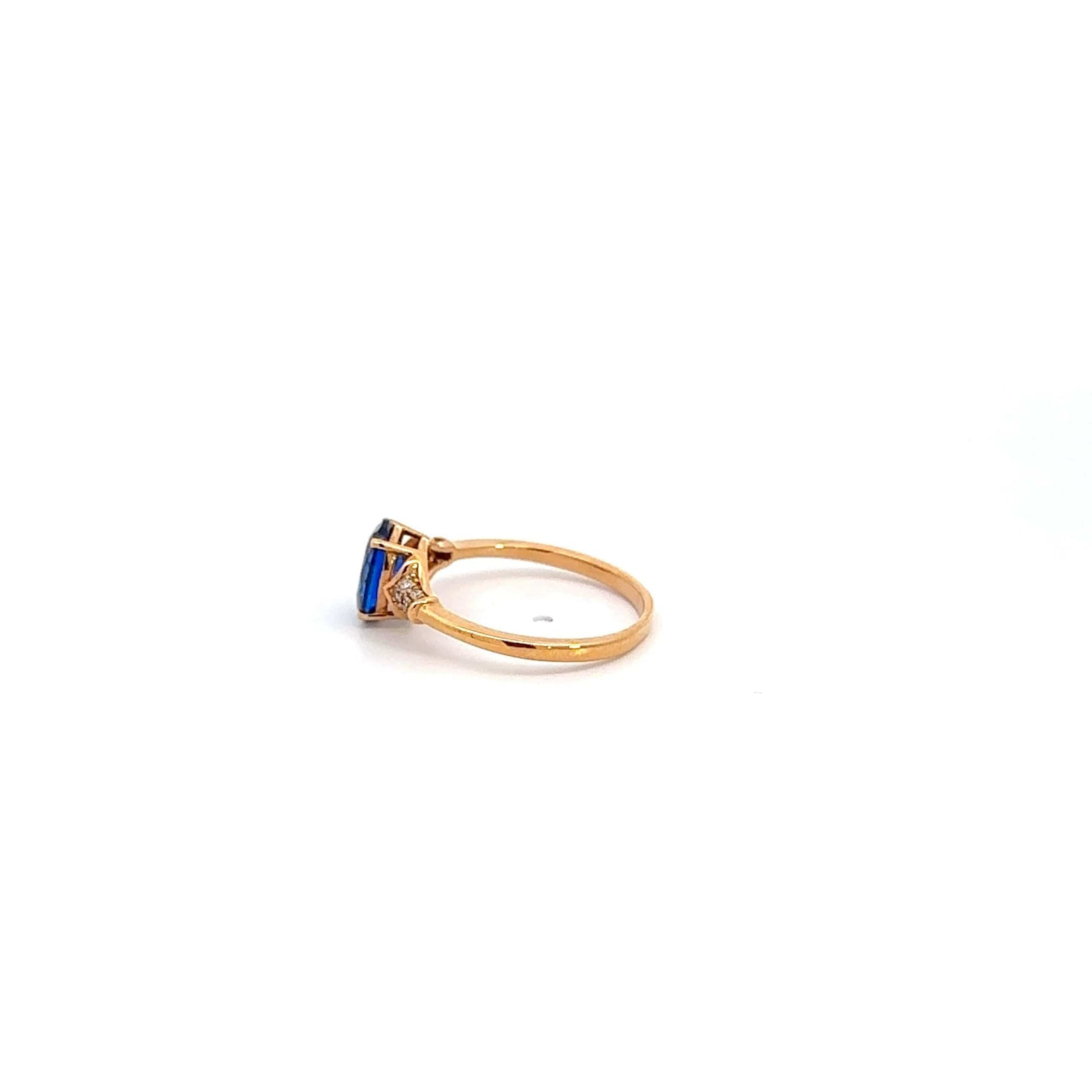 Baikalla Jewelry Gold Sapphire Ring 18k Rose Gold Lab-Created Sapphire Ring With CZ