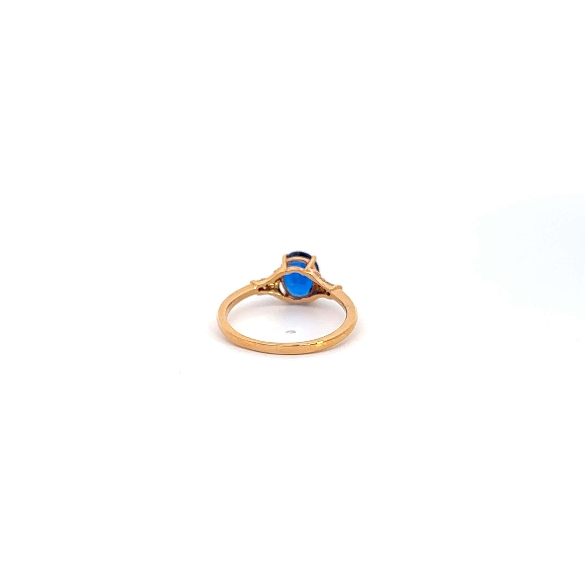 Baikalla Jewelry Gold Sapphire Ring 18k Rose Gold Lab-Created Sapphire Ring With CZ