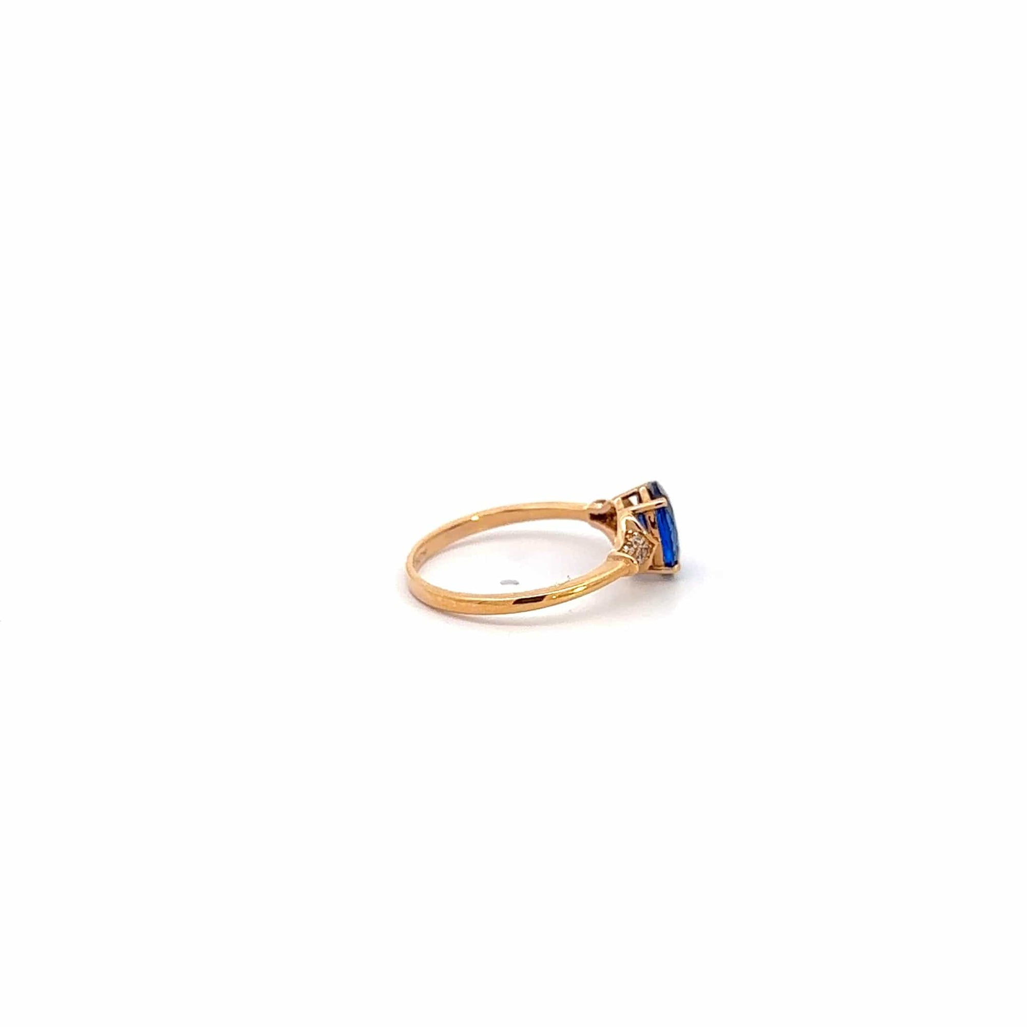 Baikalla Jewelry Gold Sapphire Ring 18k Rose Gold Lab-Created Sapphire Ring With CZ