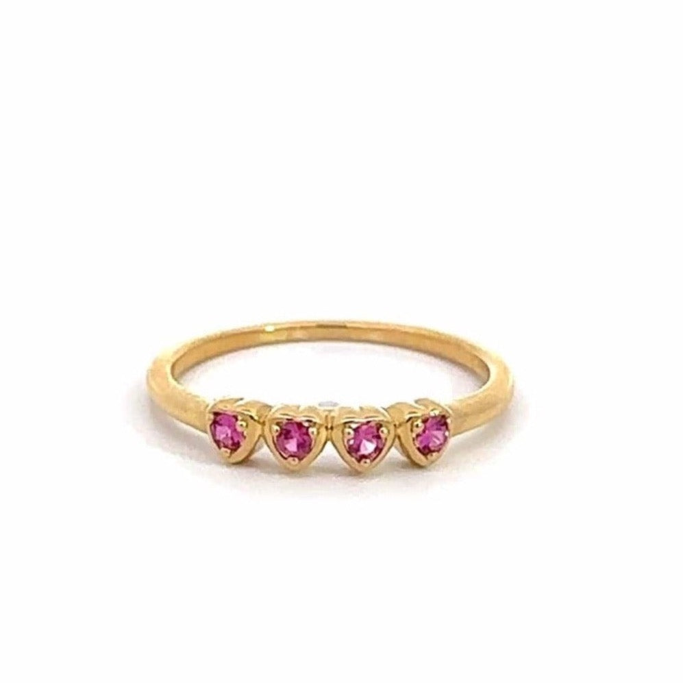 Baikalla Jewelry Gold Ruby Ring 14k Yellow Gold Natural Ruby Heart Ring