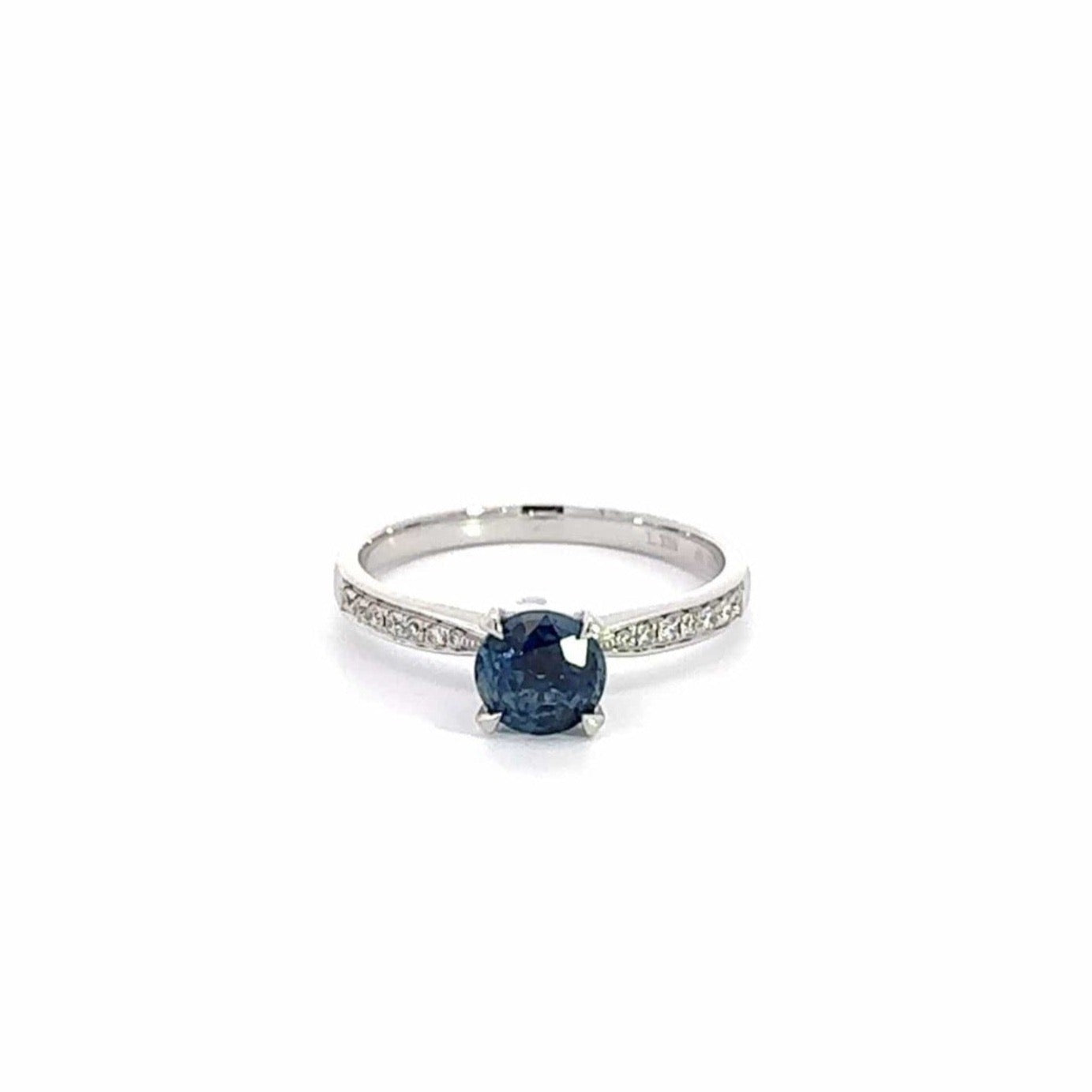 Baikalla Jewelry Gold Sapphire Ring 18k White Gold Natural Blue Sapphire Ring with Diamonds