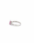 Baikalla Jewelry Gold Sapphire Ring 14k White Gold Natural Pink Sapphire Ring with Diamonds