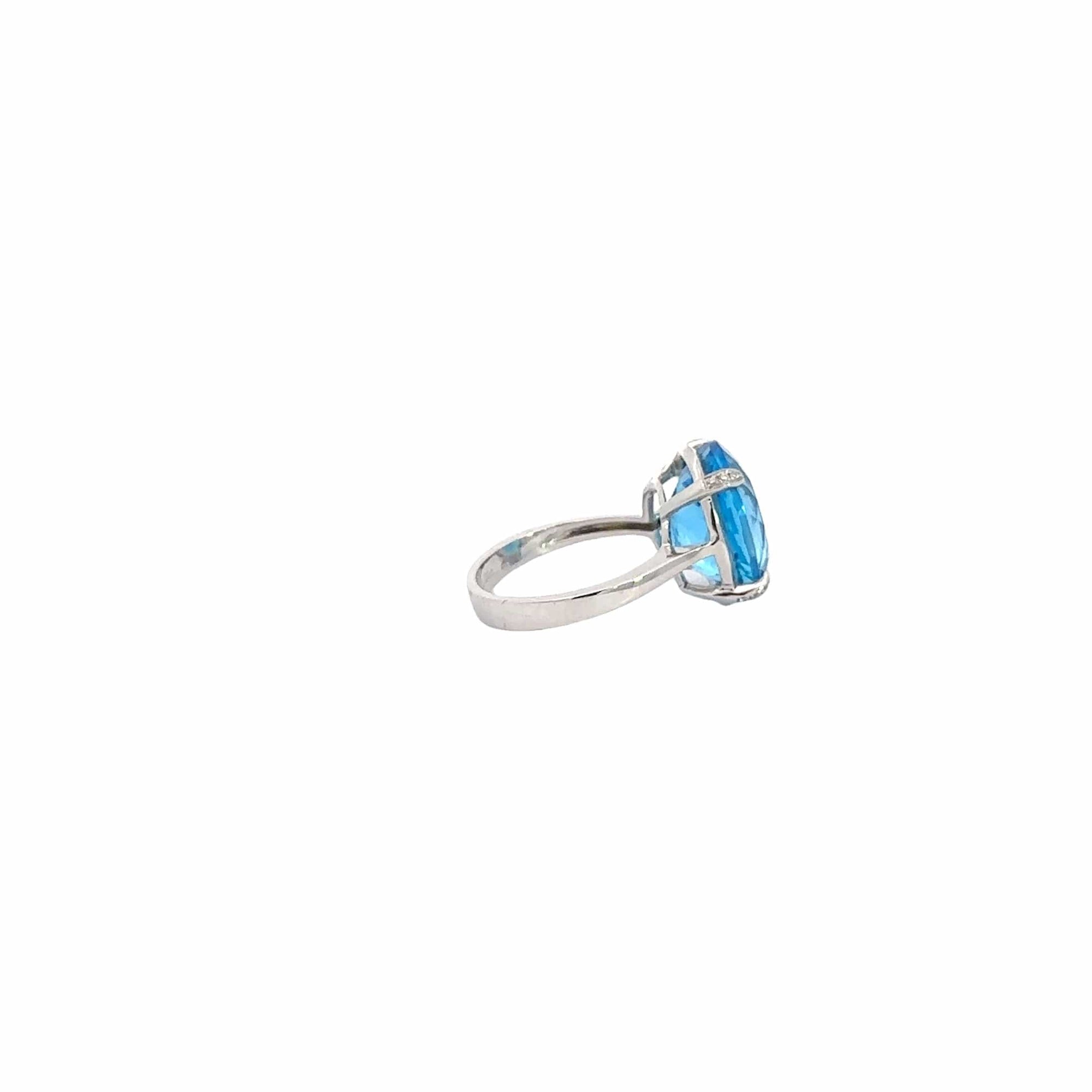 Baikalla Jewelry Gold Topaz Ring 18k White Gold Natural Blue Topaz Ring