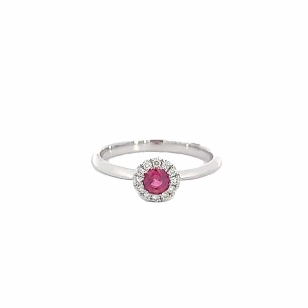 Baikalla Jewelry Gold Ruby Ring Copy of 18k White Gold Natural 3 Round Pink Ruby Diamond Anniversary Ring