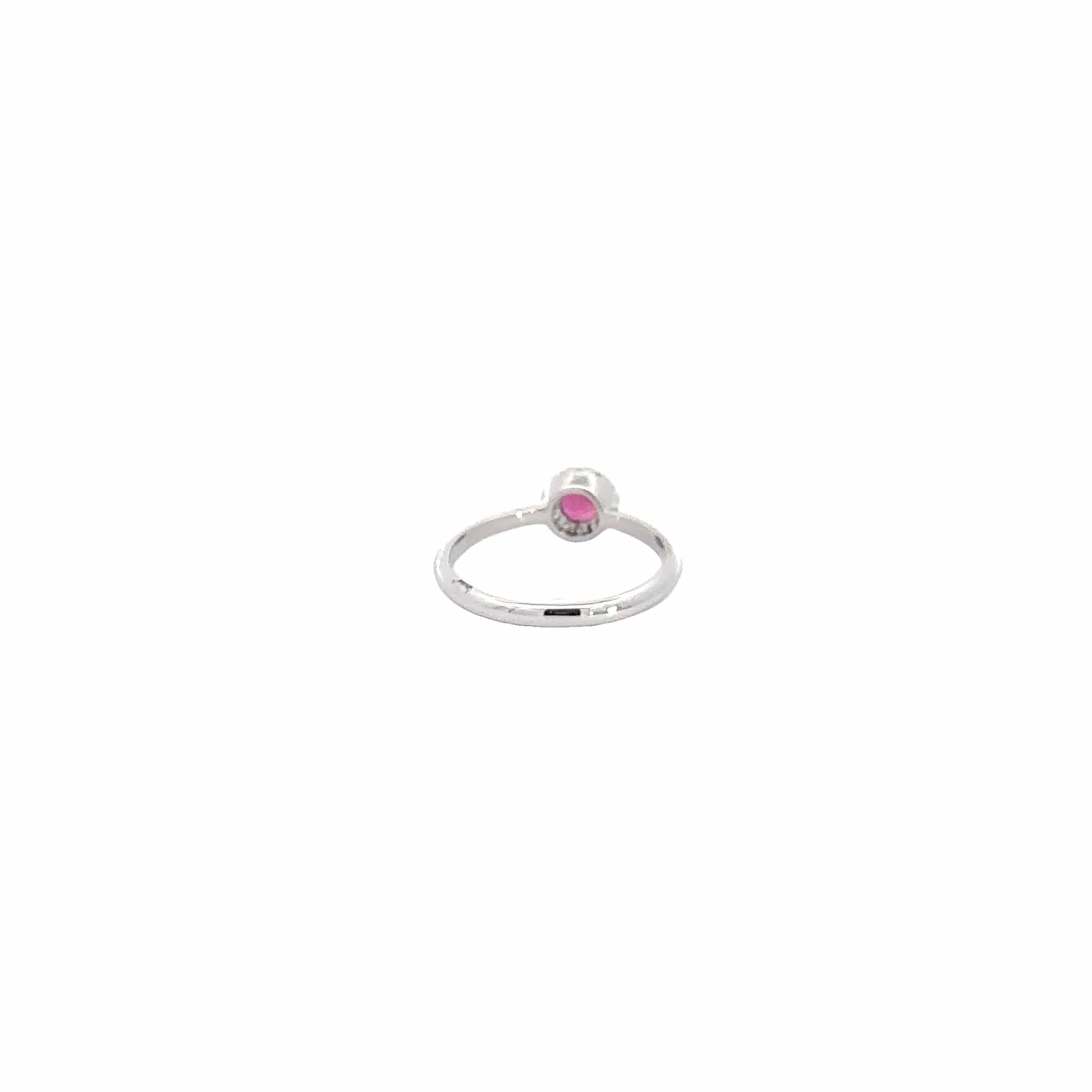 Baikalla Jewelry Gold Ruby Ring Copy of 18k White Gold Natural 3 Round Pink Ruby Diamond Anniversary Ring