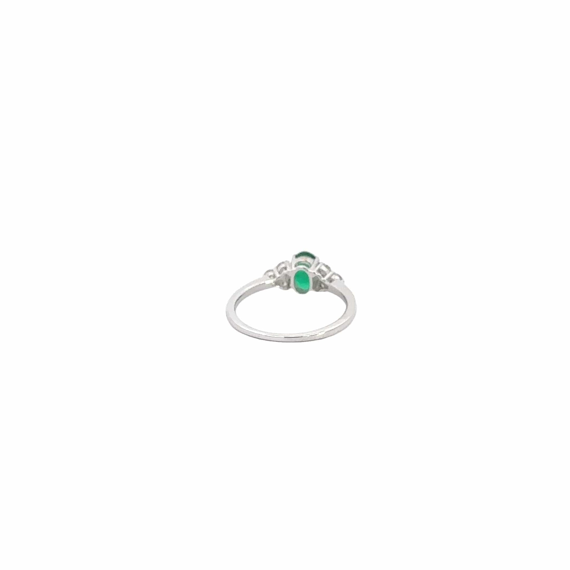 Baikalla Jewelry Gold Sapphire Ring 14k White Gold Natural Emerald Ring