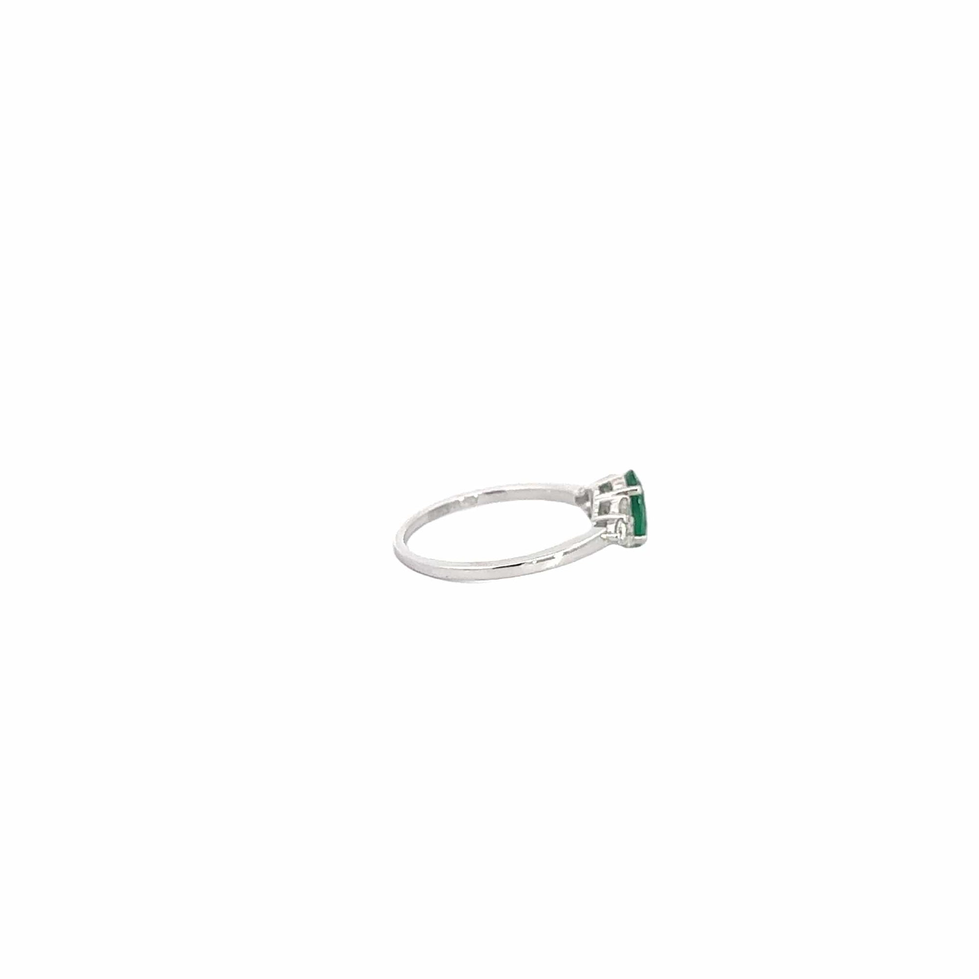 Baikalla Jewelry Gold Sapphire Ring 14k White Gold Natural Emerald Ring