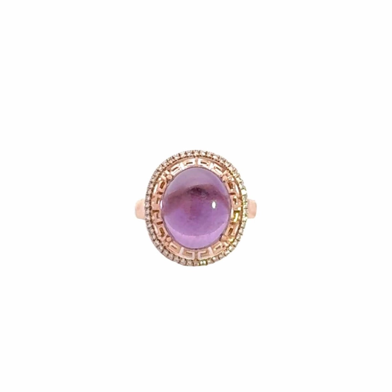 Baikalla Jewelry Gold Amethyst Ring 5 18k Rose Gold Genuine Amethyst and Diamond Ring