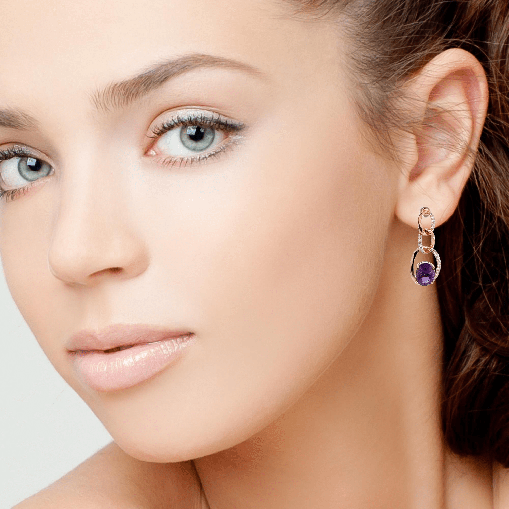 Baikalla Jewelry Silver Gemstones Earrings Copy of Baikalla™ Classic Sterling Silver Natural Amethyst Topaz Garnet Citrine Stud Earrings With CZ