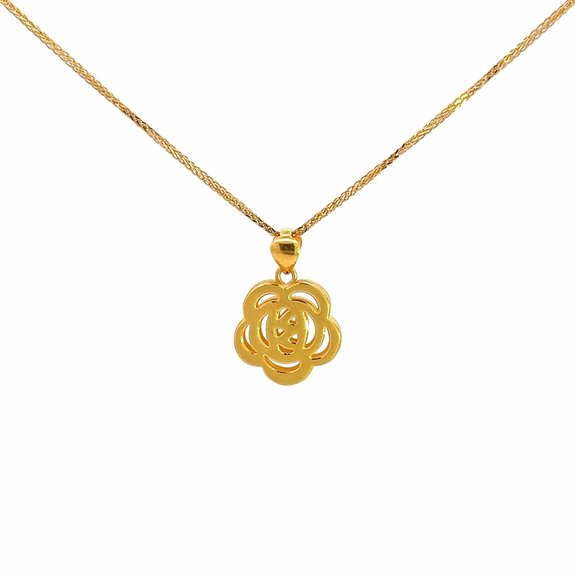 Baikalla Jewelry 24K Pure Yellow Gold Pendant 24k Yellow Gold Flower Charm Necklace