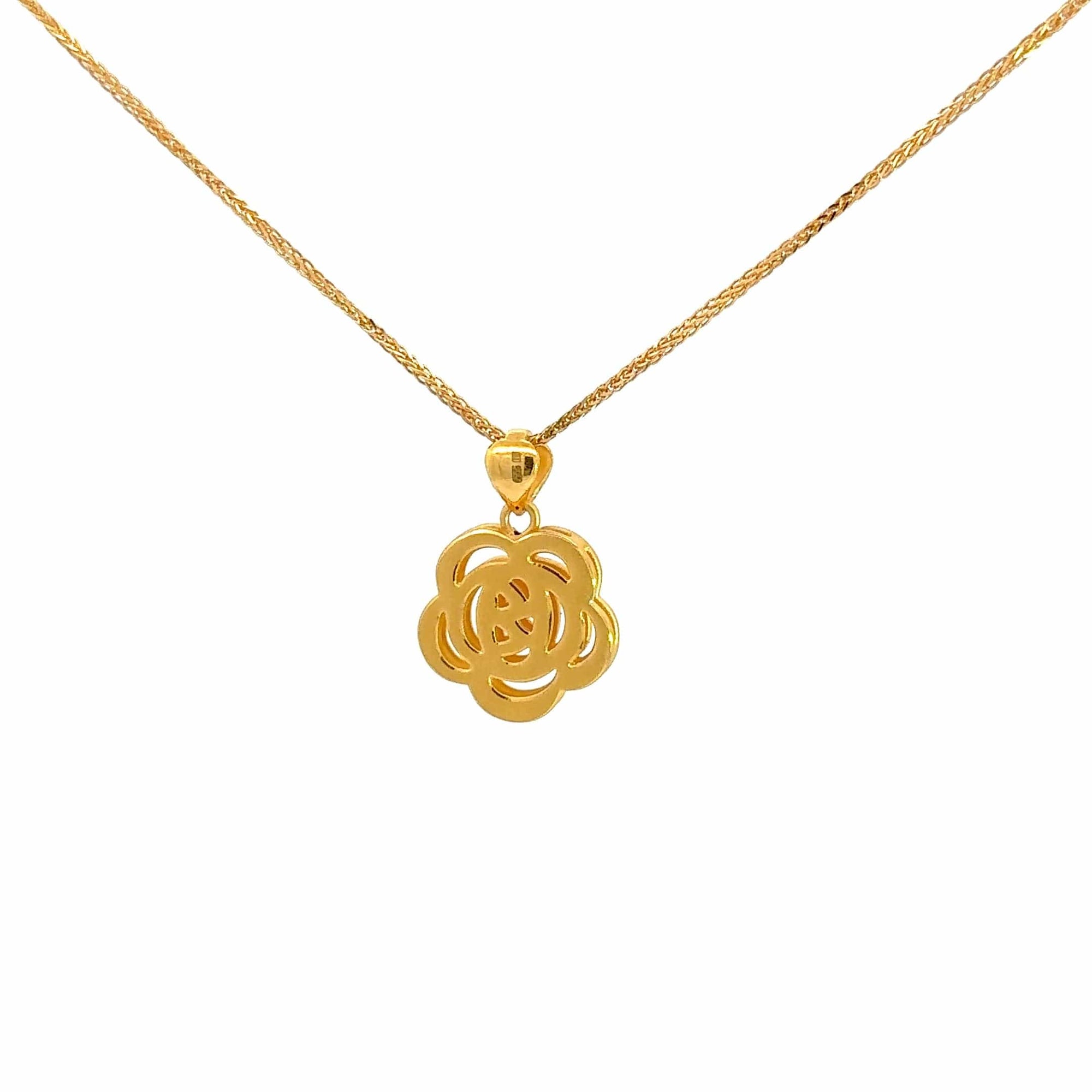 Baikalla Jewelry 24K Pure Yellow Gold Pendant Pendant Only 24k Yellow Gold Flower Charm Necklace