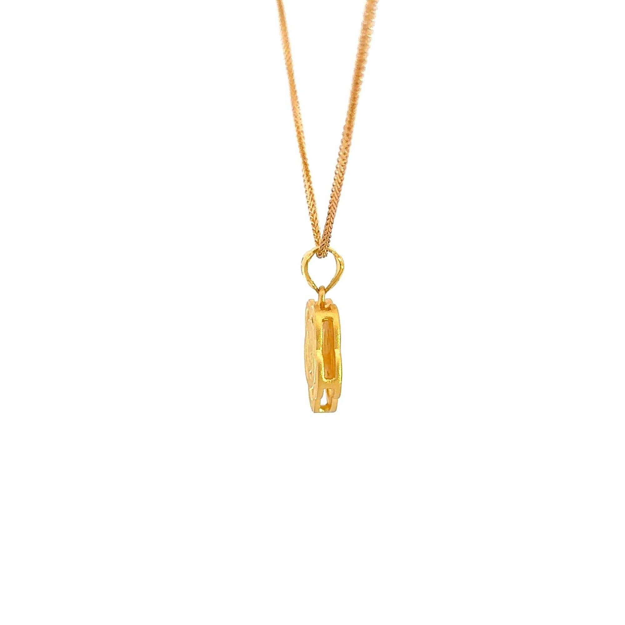 Baikalla Jewelry 24K Pure Yellow Gold Pendant 24k Yellow Gold Flower Charm Necklace