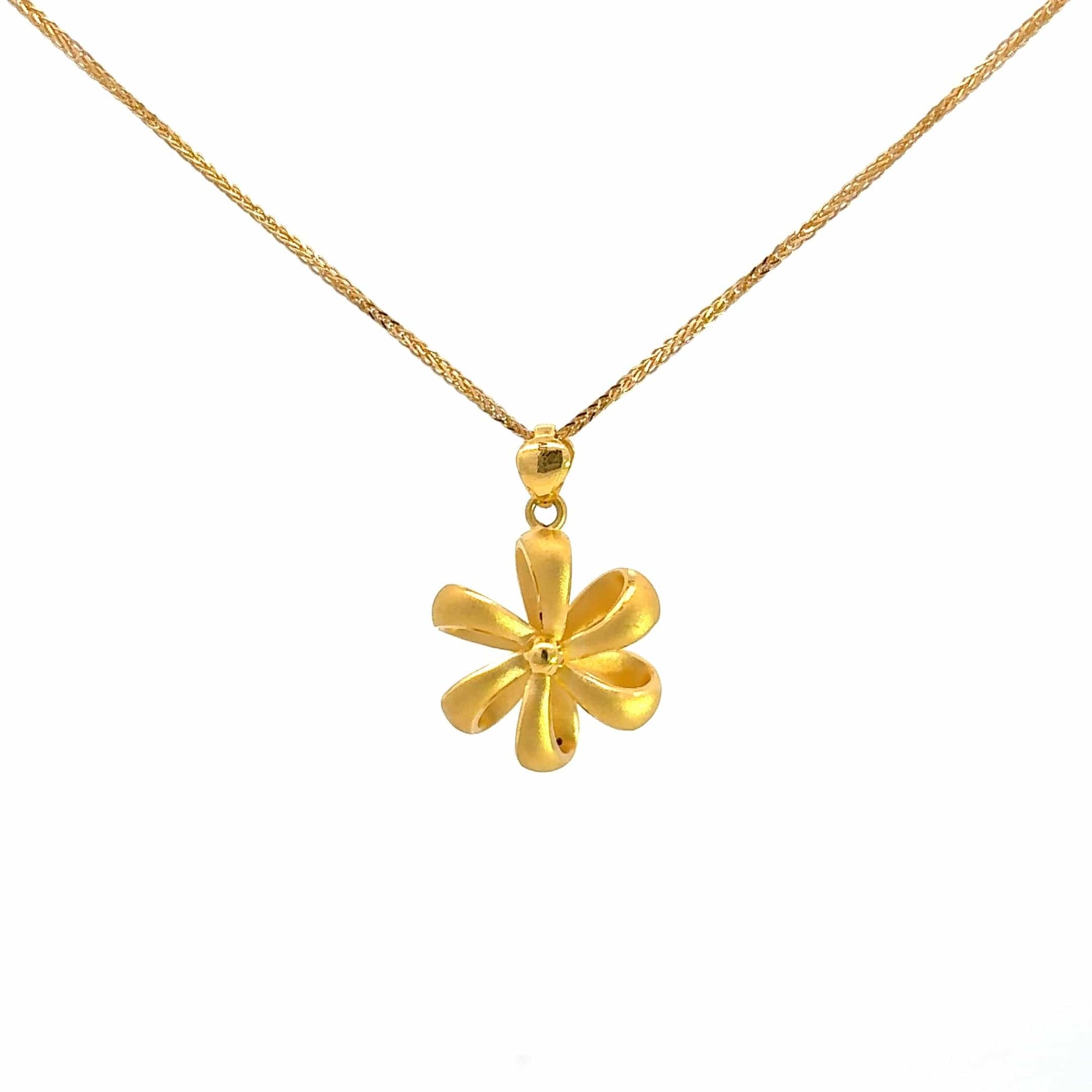 Baikalla Jewelry 24K Pure Yellow Gold Pendant Pendant Only 24k Yellow Gold Flower Pendant Necklace