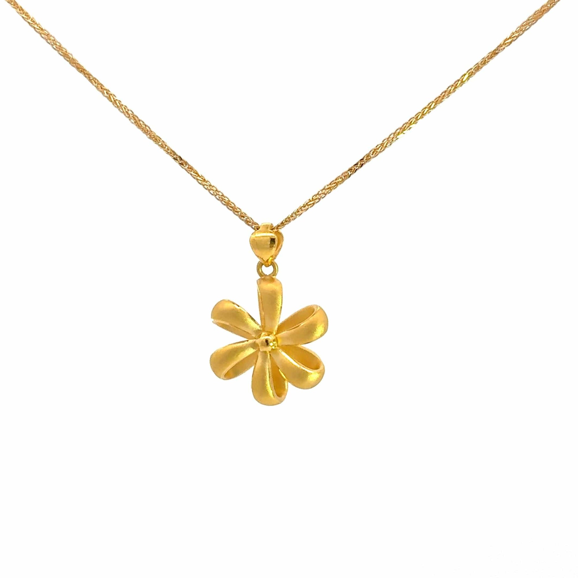 Baikalla Jewelry 24K Pure Yellow Gold Pendant 24k Yellow Gold Flower Pendant Necklace