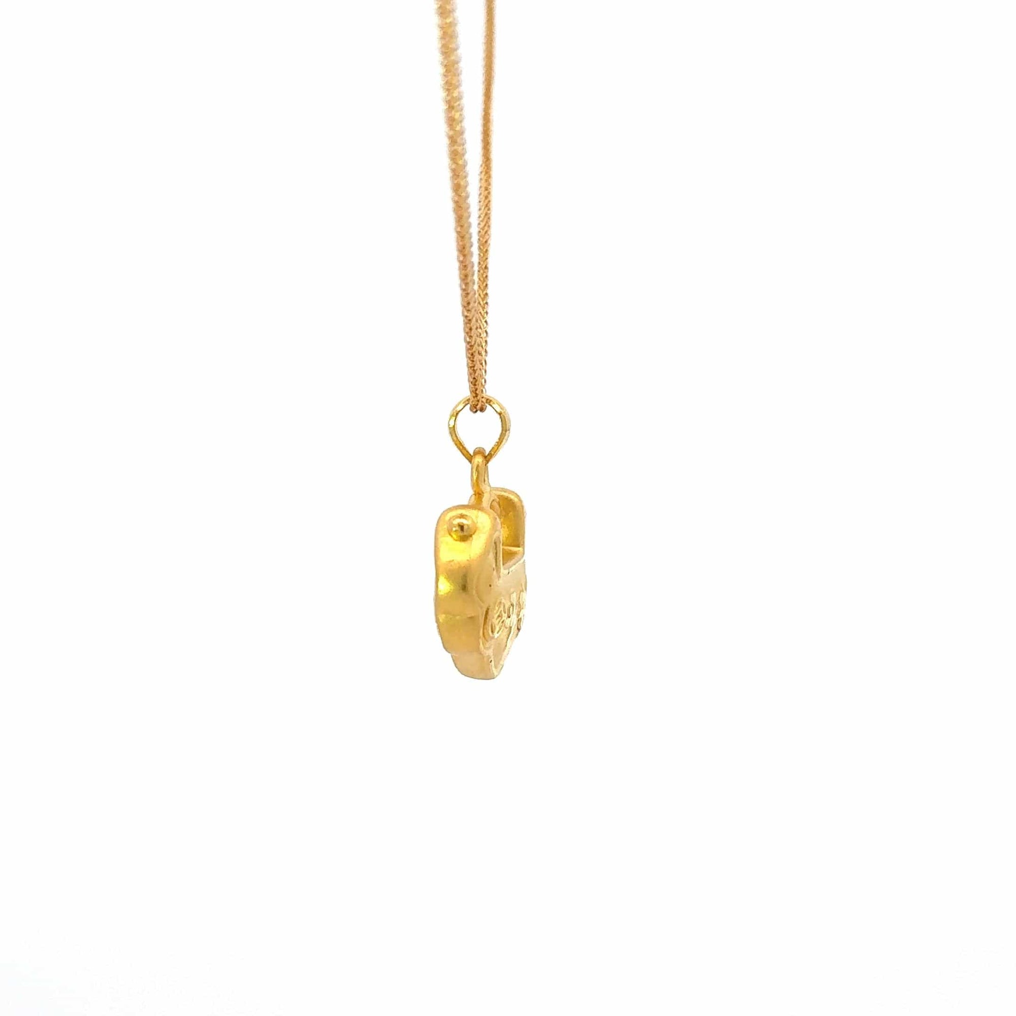 Baikalla Jewelry 24K Pure Yellow Gold Pendant 24k Gold &quot;As You Wish&quot; Ru Yi Charm Necklace