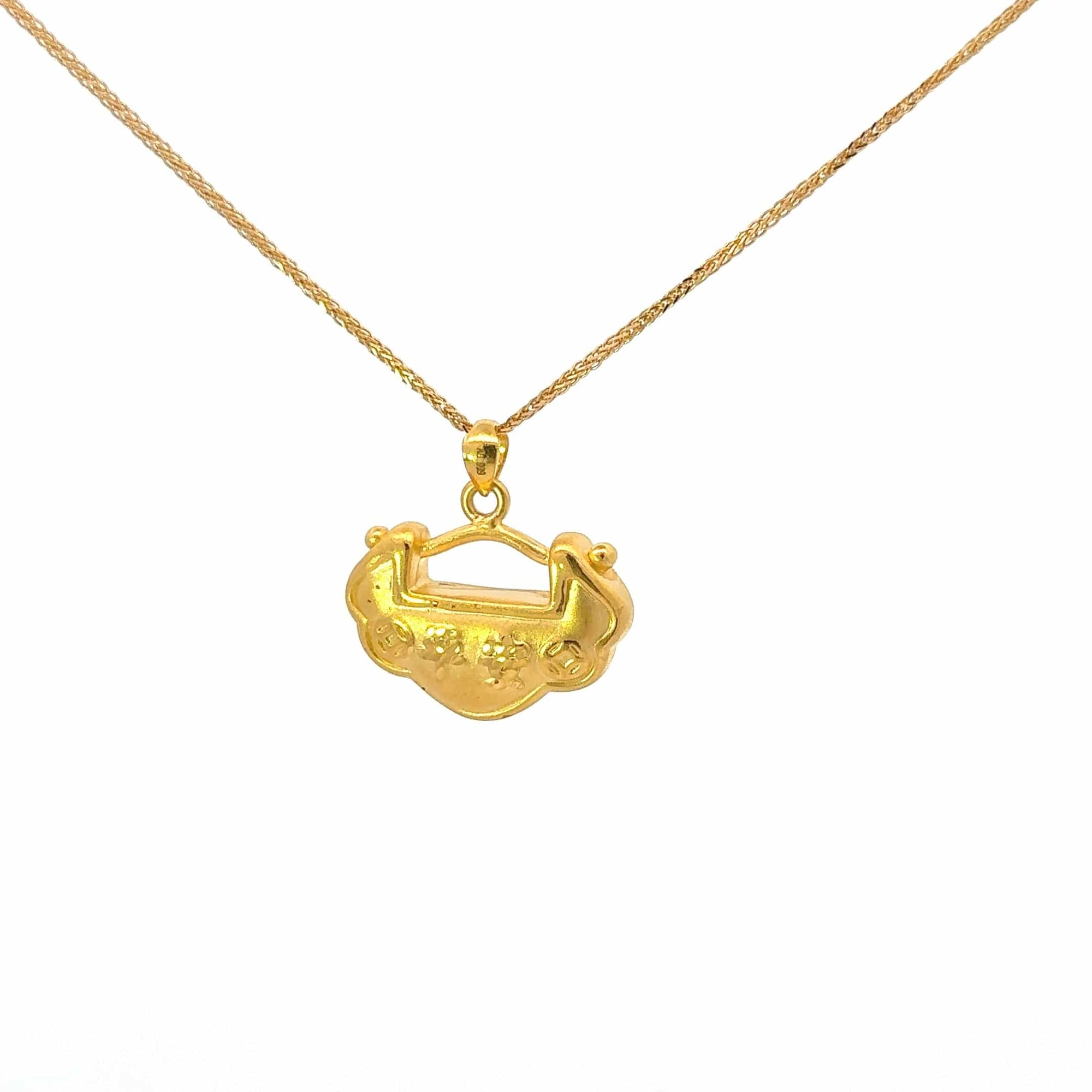 Baikalla Jewelry 24K Pure Yellow Gold Pendant 24k Gold &quot;As You Wish&quot; Ru Yi Charm Necklace