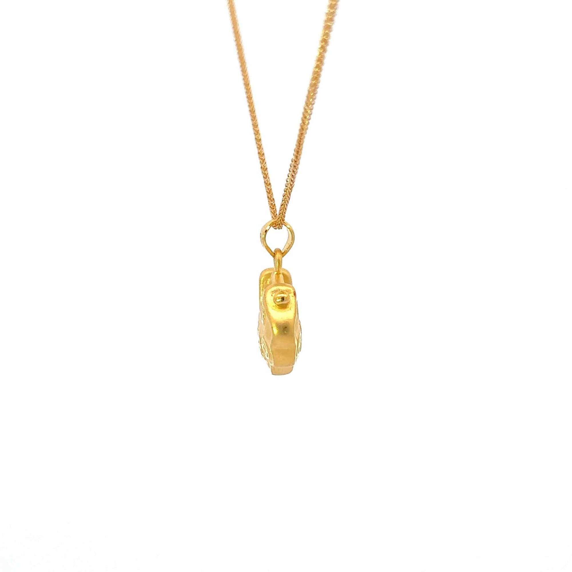 Baikalla Jewelry 24K Pure Yellow Gold Pendant 24k Gold "As You Wish" Ru Yi Charm Necklace