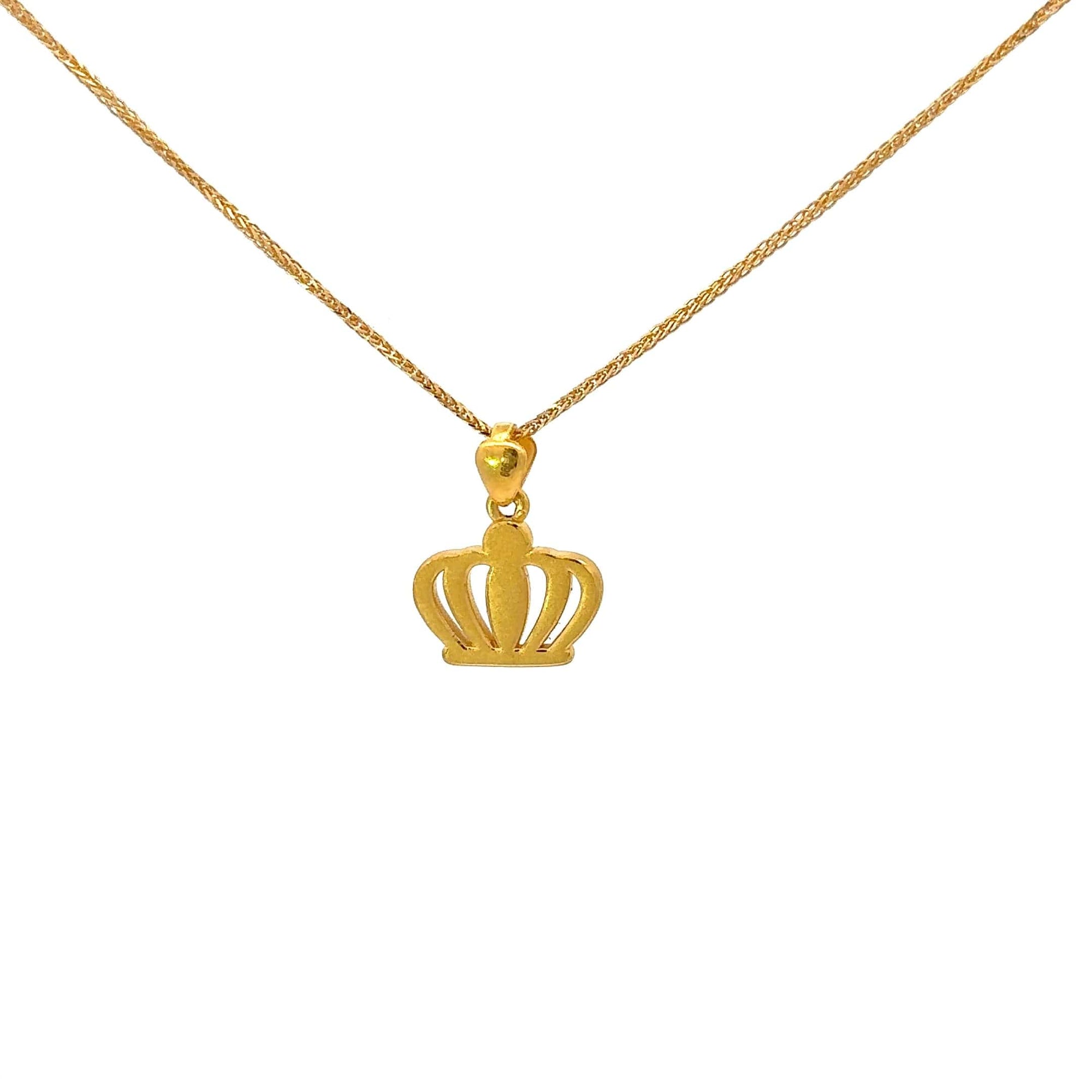 Baikalla Jewelry 24K Pure Yellow Gold Pendant 24k Yellow Gold Crown Pendant Necklace