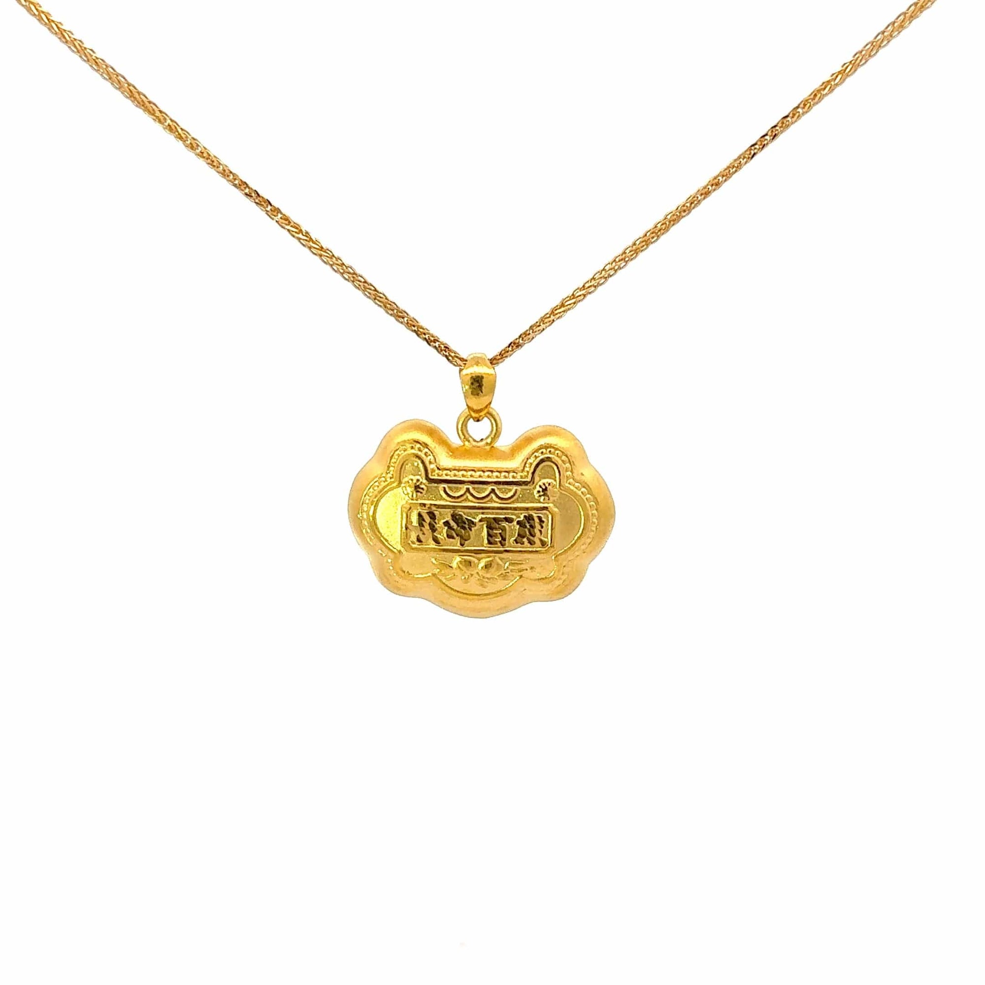 Baikalla Jewelry 24K Pure Yellow Gold Pendant Pendant Only 24k Gold &quot;As You Wish&quot; Ru Yi Charm Necklace