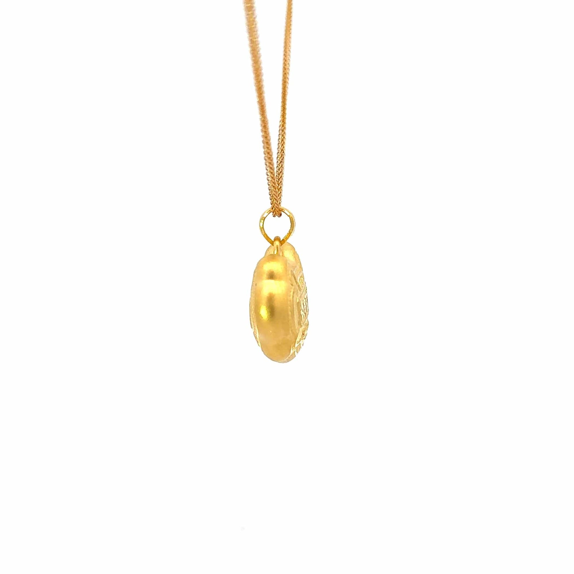 Baikalla Jewelry 24K Pure Yellow Gold Pendant 24k Gold &quot;As You Wish&quot; Ru Yi Charm Necklace