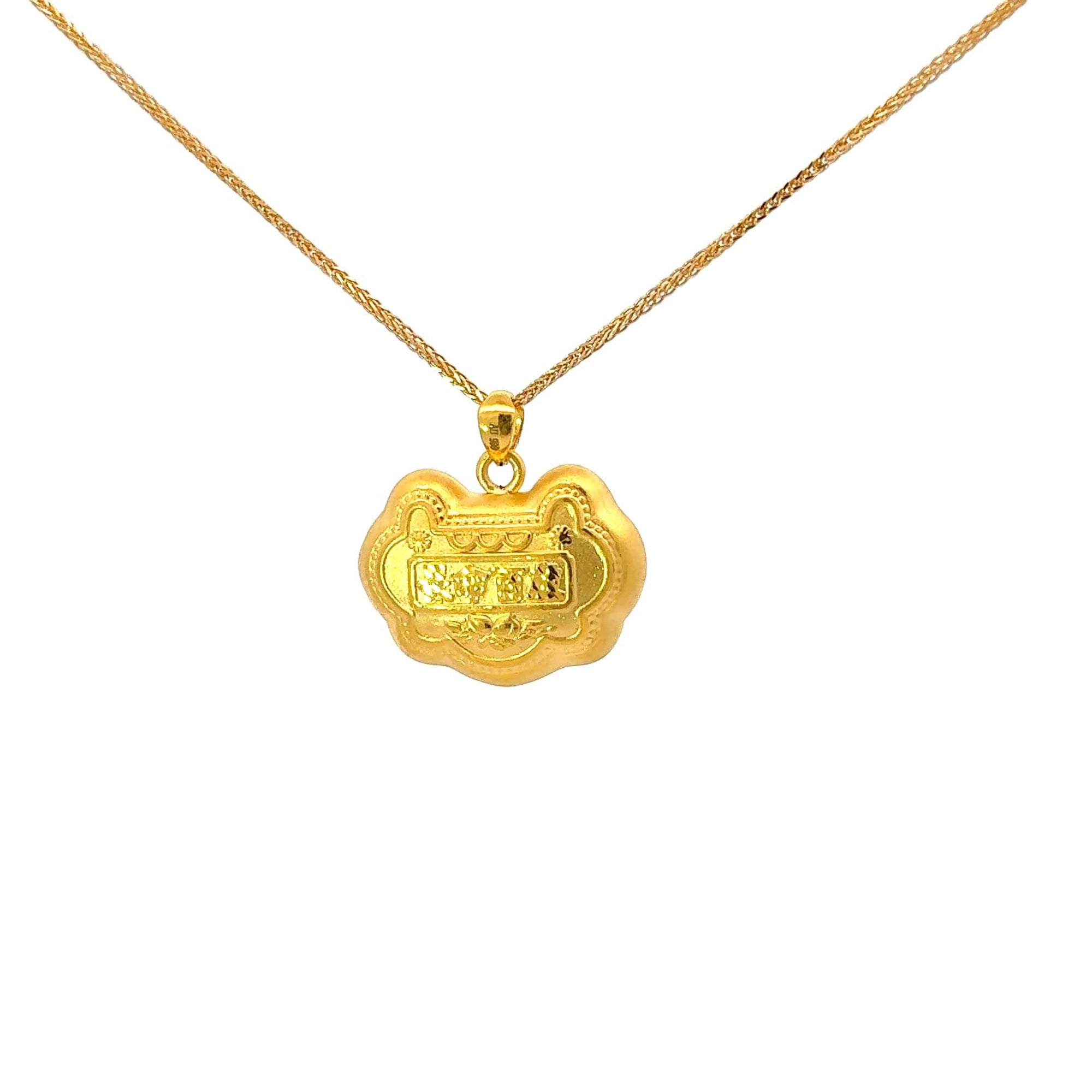 Baikalla Jewelry 24K Pure Yellow Gold Pendant 24k Gold "As You Wish" Ru Yi Charm Necklace