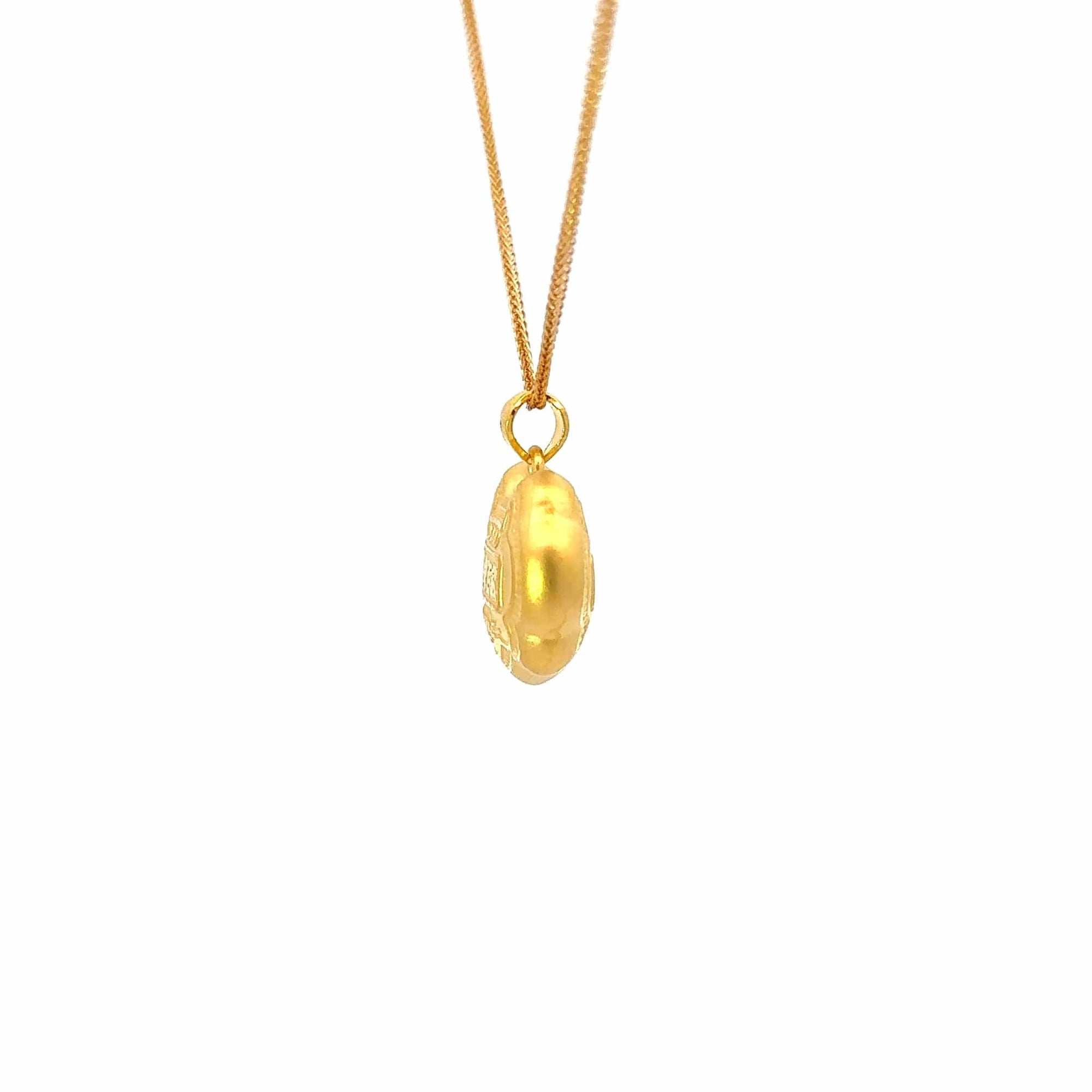 Baikalla Jewelry 24K Pure Yellow Gold Pendant 24k Gold &quot;As You Wish&quot; Ru Yi Charm Necklace