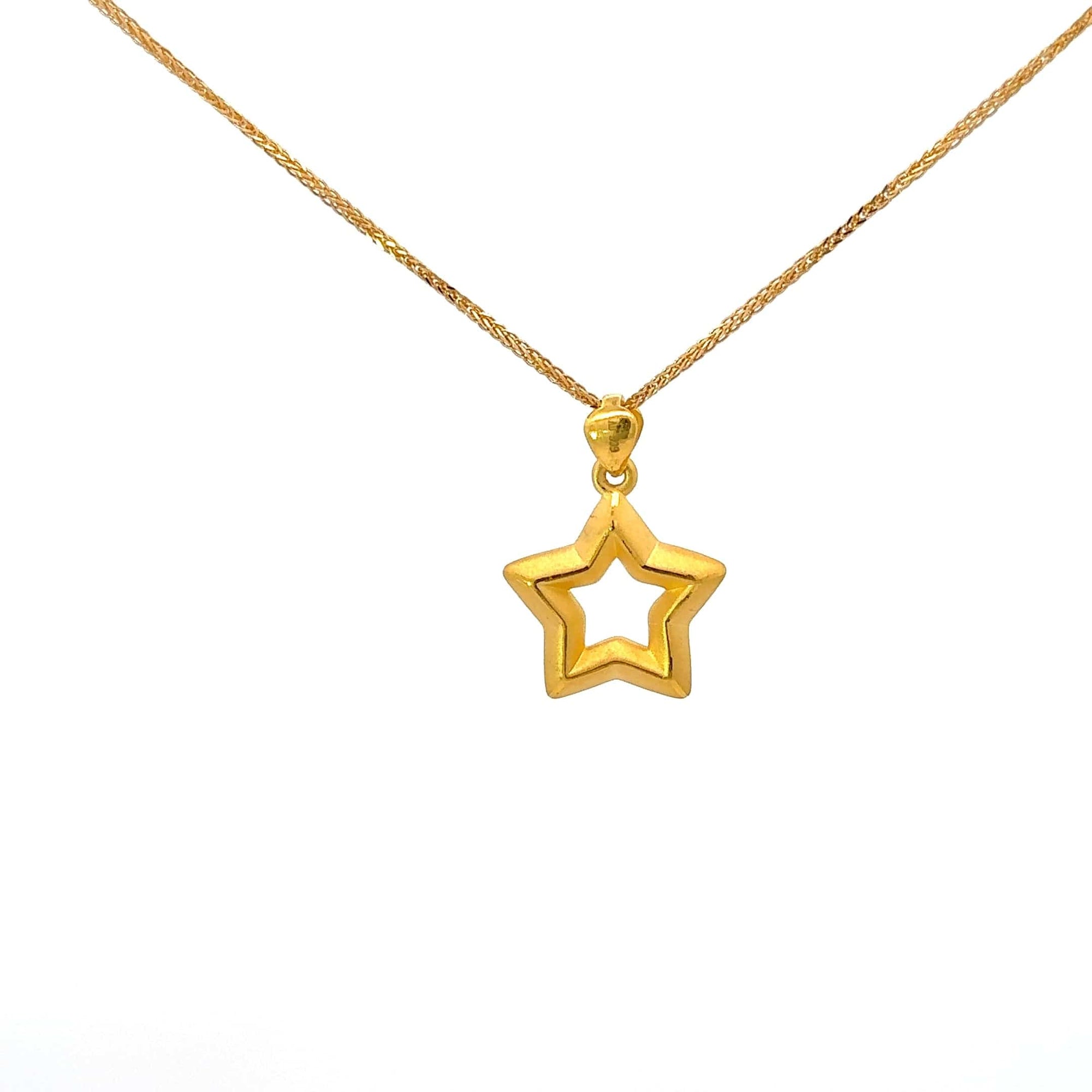 Baikalla Jewelry 24K Pure Yellow Gold Pendant 24k Gold Star Pendant Necklace