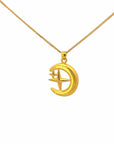 Baikalla Jewelry 24K Pure Yellow Gold Pendant 24k Gold Moon and Star Pendant Necklace