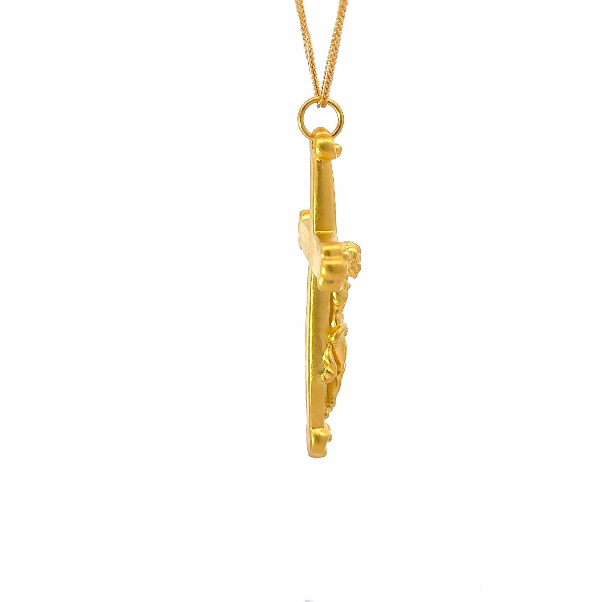 Baikalla Jewelry 24K Pure Yellow Gold Pendant 24k Yellow Gold Cross Charm Necklace