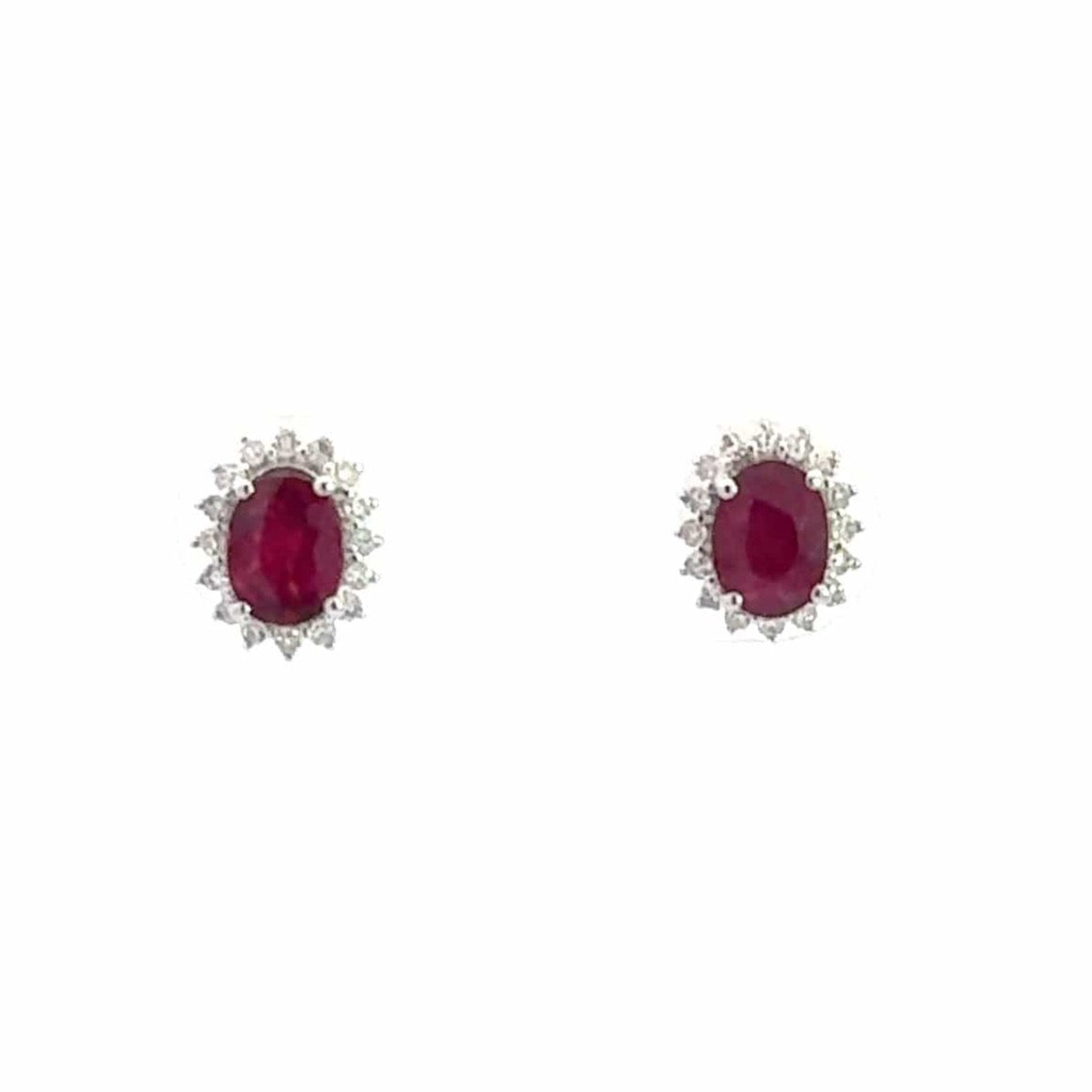 Baikalla Jewelry Gold Gemstone Earrings Baikalla 18k White Gold Heat Treated Ruby Earrings