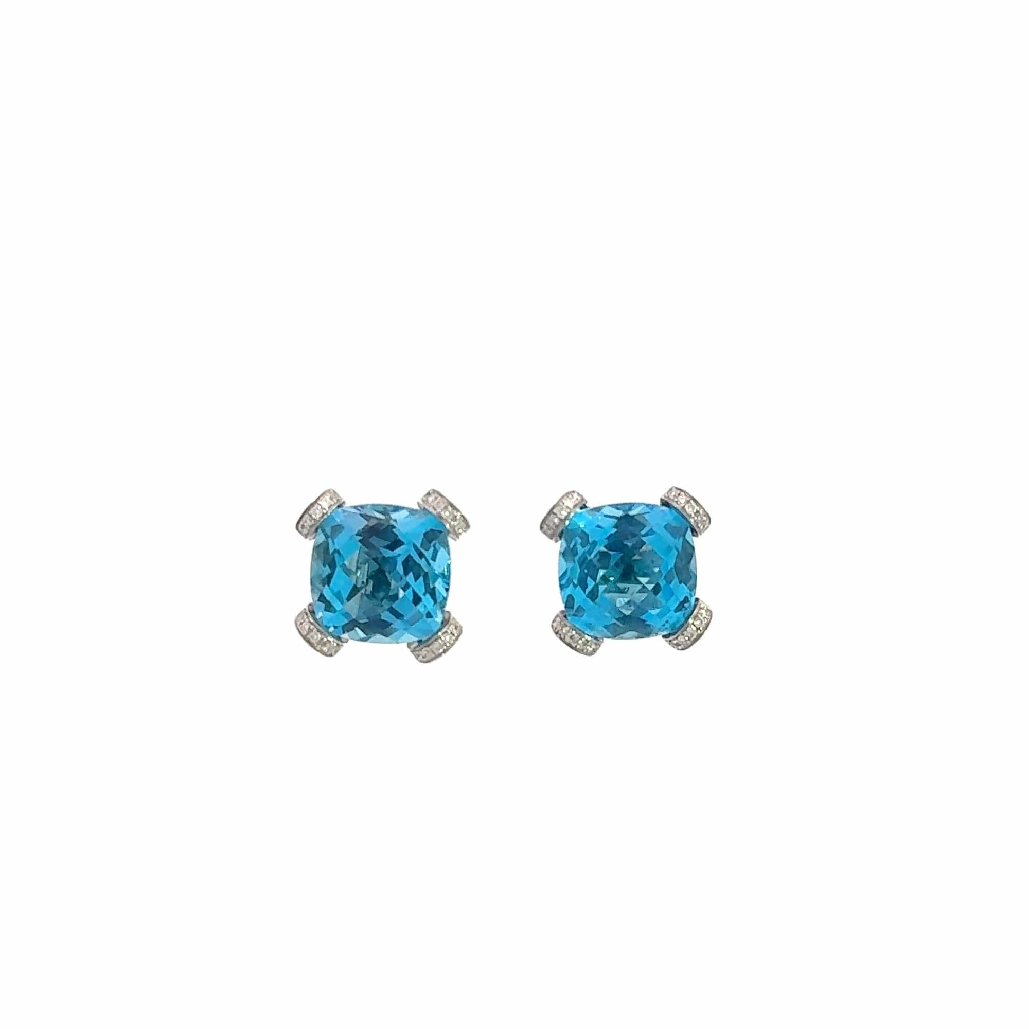 Baikalla Jewelry Silver Gemstones Earrings Baikalla™  18k White Gold Natural Swiss Blue Topaz Stud Earrings