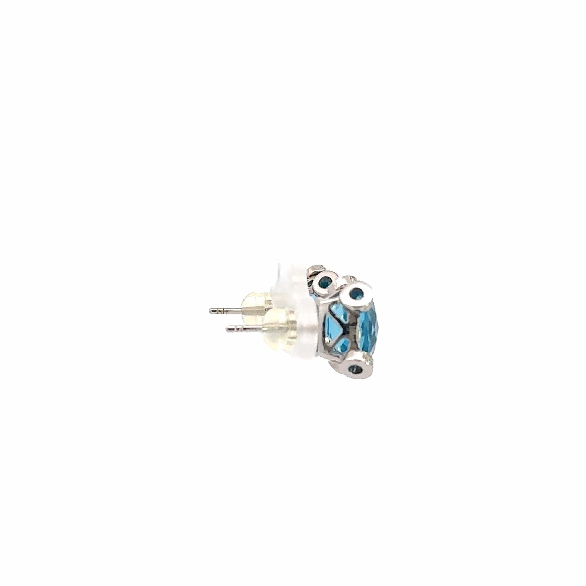 Baikalla Jewelry Silver Gemstones Earrings Baikalla™  18k White Gold Natural Swiss Blue Topaz Stud Earrings