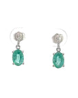 Baikalla Jewelry Silver Gemstones Earrings Baikalla™ Classic 14k White Gold Emerald Dangle Earrings