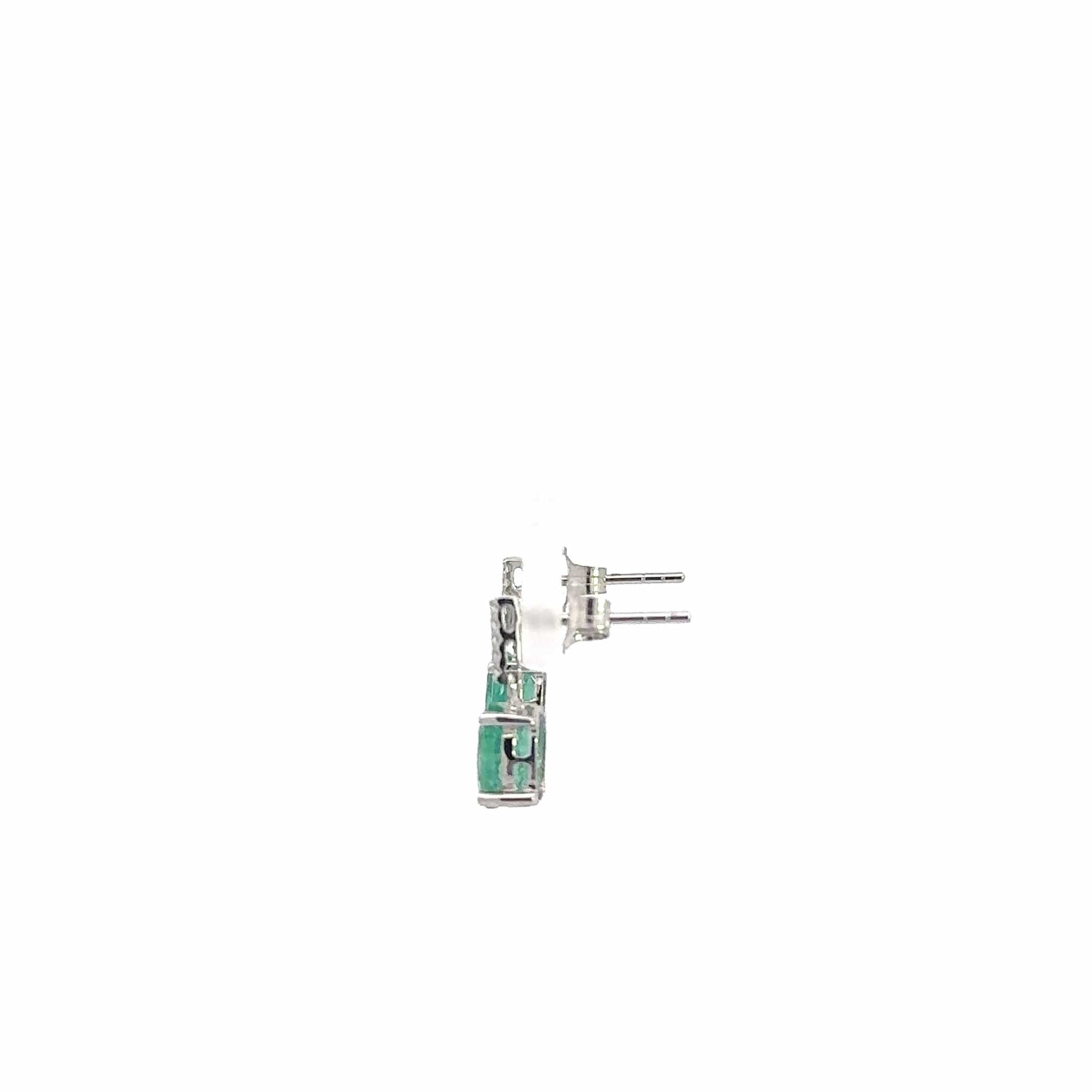 Baikalla Jewelry Silver Gemstones Earrings Baikalla™ Classic 14k White Gold Emerald Dangle Earrings